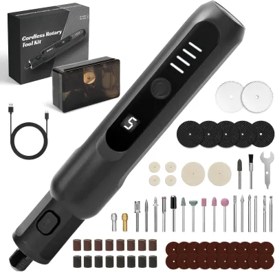 Cordless Mini Rotary Tool Kit 3.7V 5 Speed with 70 Accessories for Engraving Cutting Polishing DIY