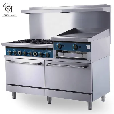 CHEFMAX Commercial Cooking Stove 6 burner Commercial Gas Range with Oven