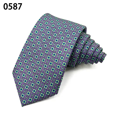 Purple Blue Geometric Print Silk Necktie Custom Geometry Necktie Set Printed Men Wedding Party Suit Ties