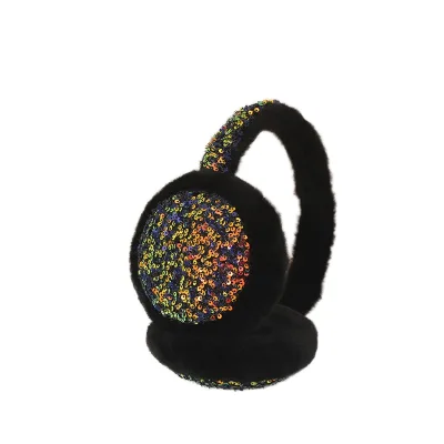 Winter Cute Girls' Faux Fur Ear Muffs with Sequins Women's Foldable Plush Ear Keeping Warm Protectors
