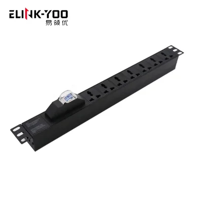 Enyoo Industrial 19inch 1U 7 Way Universal 220V 220A Power Distribution Unit PDU Socket 1P Circuit Breaker Datacenter