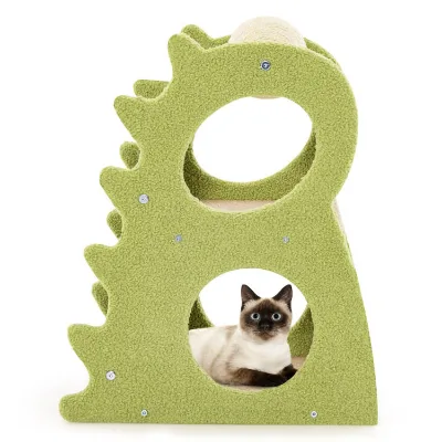 Modern Indoor Cat Tree with Rotatable Sisal Scratching Ball Durable Wood & Sisal Rope Safe & Easy Assembly Packaged in Carton