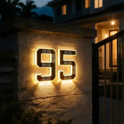 House Number 3D Solar LED Lights Address Numbers Outdoor Waterproof Simple Modern Decoration