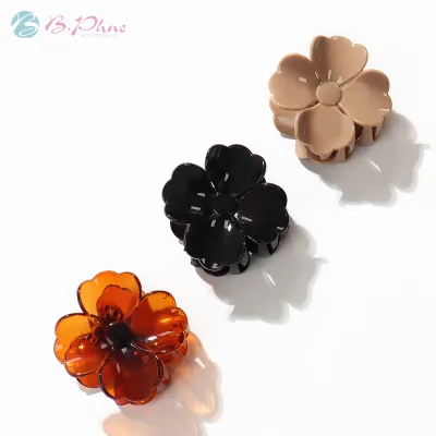 Hot Sale Women Plastic Black 5.5cm Hair Claw Clips Designer Hair Claw Flower