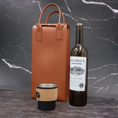 Wine Gift Bag Pu Leather 2 Bottle Bags PU Leather Bottle Carrier Drink Bag for Wine Bottles Beer Bottles, Drinks Bottles Holder