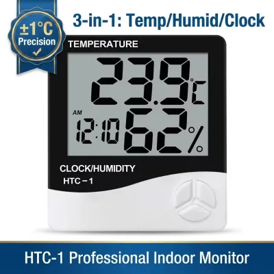 Digital Temperature and Humidity Room Thermometer Thermo Hygrometer and Clock
