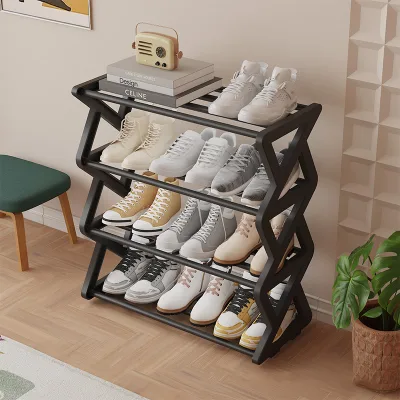 Multi-tiered 4-Tier PP Material Home Entry Shoe Rack Easy Setup Space-Saving Storage Organizer for Renters