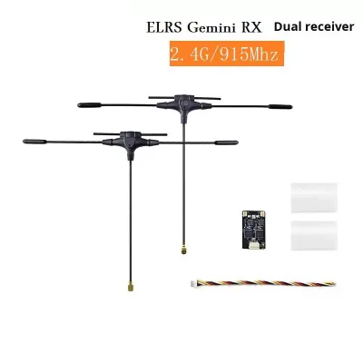 Xr3 Gemini Elrs Dual Receiver FPV System 2.4G/915Mhz RX Diversity with Plastic Diversity Receiver Remote Control Transmitter
