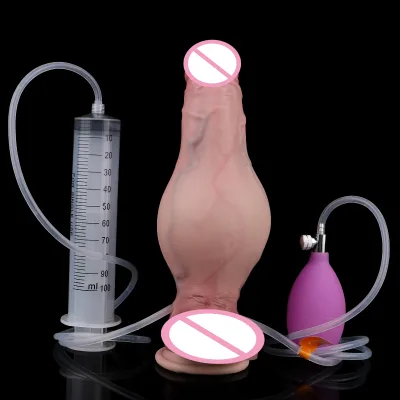 Ejaculation Penis with Inflatable Function Anal Plug for Men Women Sexual Masturbation Prostate Stimulators