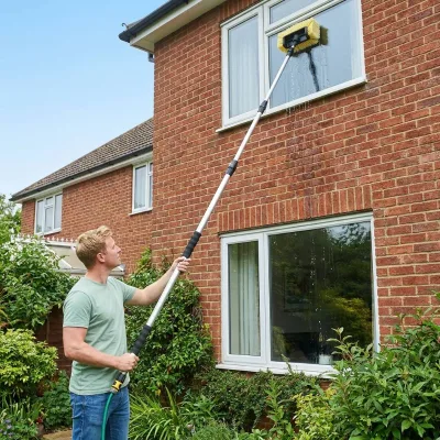Car Wash Five Sided Flow Through Brush Telescopic Aluminum Pole Soft Fiber Bristle Bus Truck Fleet Exterior Tool