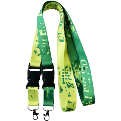 Custom 2.5cm Width Sorority Greek Letters Lanyard Green Yellow Silk Screen Printing Fashionable Durable Polyester Lanyard