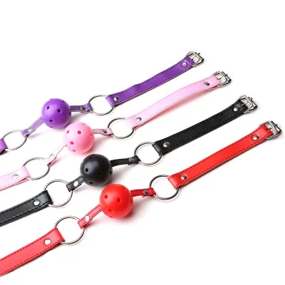 Soft PU Leather Strap with  Breathable Plastic Open Mouth Ball Bondage Slave Oral Fixation Gag Stuffed Band Adult Sex Toys