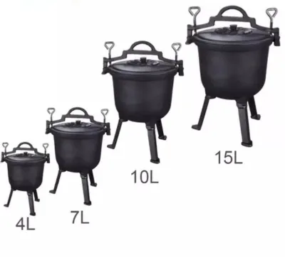 Low Price Cast Iron Grill BBQ Bonfire Camping Pot Cast Iron Poland Hunting Pot Outside Cast Iron Pot