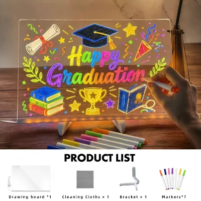 Hot Sale Acrylic LED Drawing Board for Kids Fluorescent Light up Drawing Message Board Illuminated Writing Note Board