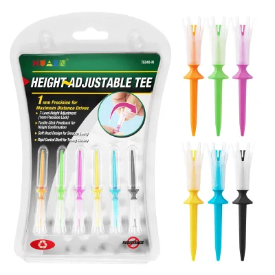Height Adjustable Golf Tee Eco-friendly TPE Golf Ball Tees Layered Stepped Lift Spiral Mixed Colors 68mm 6piece Pack Ball Holder