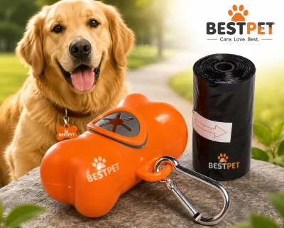 Dog & Cat Poop Bag Dispenser with Snap Clip Attachment 20 Bags Included Eco-Friendly & Biodegradable Lightweight for Daily Walks