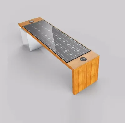 Modern Outdoor Solar Bench with Built-in Solar Panel White Compartment to Store Battery