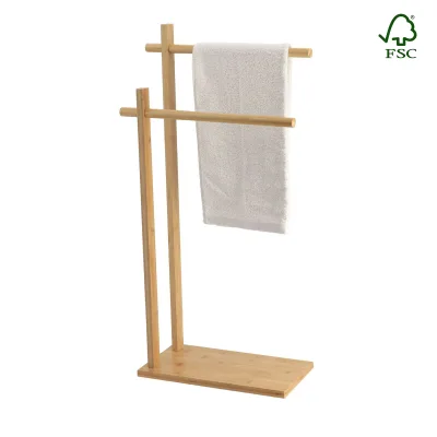 Simple Bamboo Hanging Clothes Rack for Floors, Towel Rack for Balconies, Bamboo Storage Rack for Laundry Room