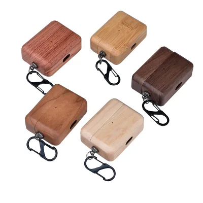 Custom Design Handmade Nature Plain Wood Earphone Case Cover for Airpods 1 2 Pro 3 2021 Funda