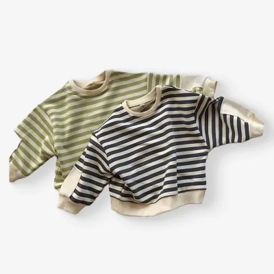 Autumn Baby High Quality Clothing Children's Long Sleeve Stripe Round Neck Pullover Bodysuit Baby Top Fashion