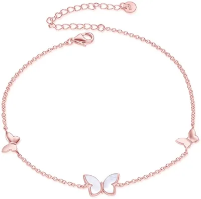 925 Sterling Silver Pearl Butterfly Jewelry Necklace & Rings & Anklets & Bracelet for Women Gift
