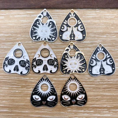 Halloween Charms,Sun Moon Cat Earring Pendant for Necklace Keychain DIY Jewelry Making Halloween Alloy Enamel Charms