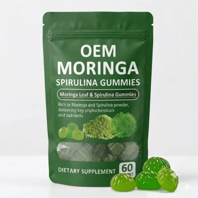 OEM Moringa Leaf Spirulina Antioxidant High-Fiber Sugar Free Immunity Digestive Liver Health Adult Vegan Use Moringa Gummies