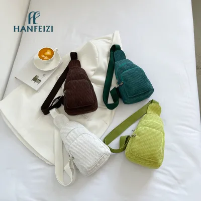 HANFEIZI Ladies Corduroy Sling Bag Mini Solid Color Crossbody Bag Travel Fashion Chest Bags for Women