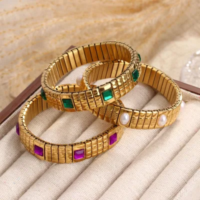 Mexico for Aliexpress European American Fashion Charm Bracelets New Cross-Border Stainless Steel Gold Plated Elastic Unisex