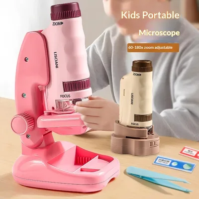 Handheld Optical Microscope Plastic Portable Science Experiment Equipment Set Children's Educational Toys Color Box Packaging