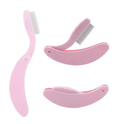 Wholesale Customization Foldable Handle Stainless Steel Metal Teeth Eyebrow Fold Eyelash Brush Comb Brow Comb