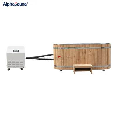 Outdoor Freestanding Wooden Batutub Colde Plunge Chiller Wi-fi With Inpendent App Control Freestanding Bathtub