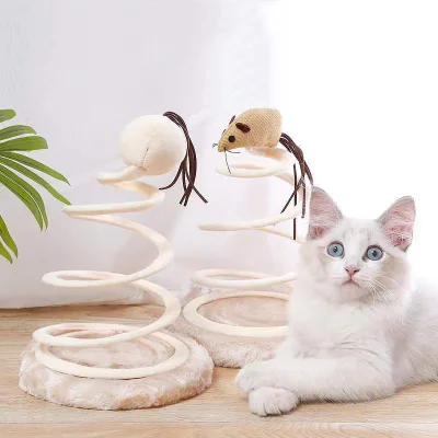 Cute Cat Interactive Mouse Toy Spiral Spring Plate Funny Ball Interactive Spring Rotating Creative Cat Toys