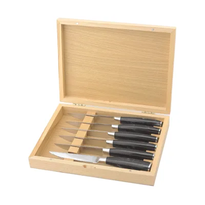 Hip-home Hot Selling Black Color Resin Kitchen Knife Handle 6 Piece sharp Steak Knives Set