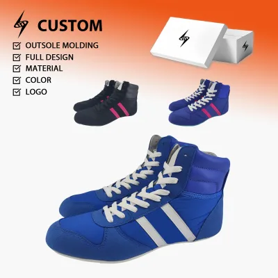Custom Logo Boxing Shoes OEM ODM Breathable Lightweight Non Slip Sole Professional Wrestling Boxing Footwear for Men
