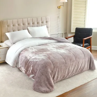 FY Luxury 100% Polyester Comforter Soft Sherpa Quilt Wool-like Floral Character Solid Striped