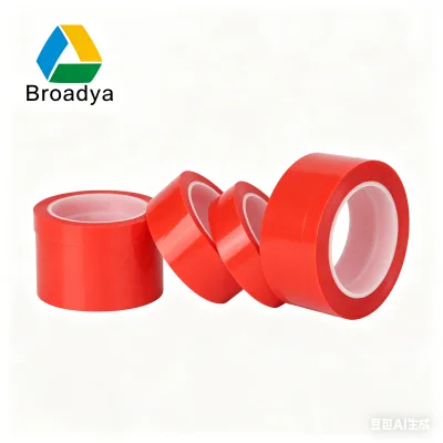 Red Double-sided PET Acrylic Adhesive Polyester Film Tape for Fixing ABS Plastic 12mm X 50m