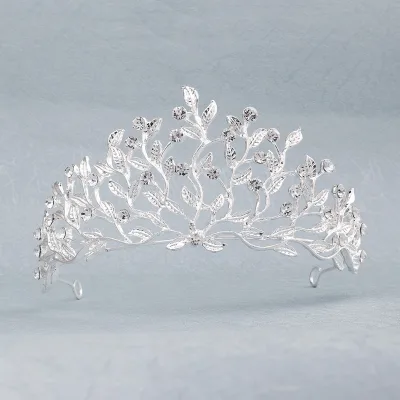New Bridal Orchid Diamond Crown Headdress Luxury European White Wedding Dress Accessories Adult Ceremony Beauty Pageant Crown