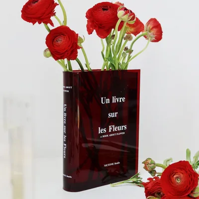 Acrylic Vase, a Unique Modern and Cute Aesthetic Book Vase, Used for Decorating Bookshelves in Homes, Bedrooms, and Offices