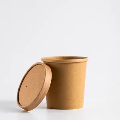 Kraft paper salad soup bowl with lid take away kraft paper food container