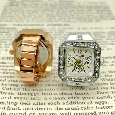 Hot Sale Creative Alloy Square Smart Finger Watches Jewelry Rings for Gifts Birthday