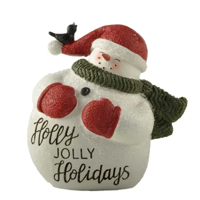 Wholesale Festive Christmas Resin Crafts Snowman Birds Figurines Stylish Metal Keychains Creative Outdoor Office Decoration Fun