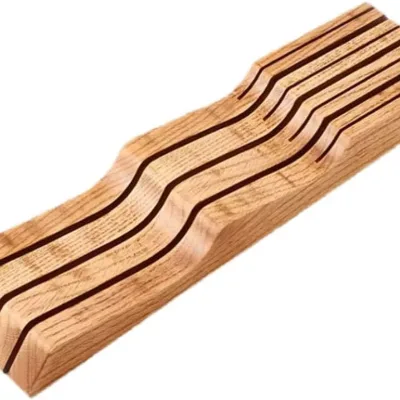 Solid Oak Wood Classic Rectangle Drawer Knife Block Organizer Rack Office Storage Organizer Protecting Knife Organizer Block