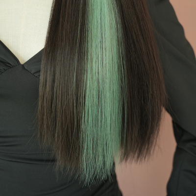 Green Hair Extensions 23 Inch Sraight Hair Party Highlights Clip on in Hair Extensions Colored Hair Streak Synthetic Hairpieces