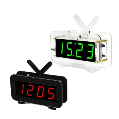 Digital LED Electronic Clock Diy Kit Voice Version 51 Microcontroller Clock Time Light Control Temperature Red/Blue/Green/White