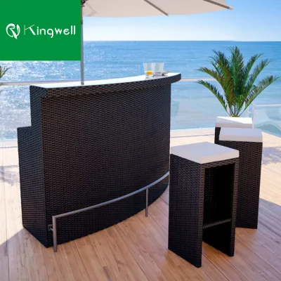 Outdoor Beach Restaurant Commercial bar Furniture Sets with Storage Home bar PE Rattan Wicker Patio bar Furniture Sets