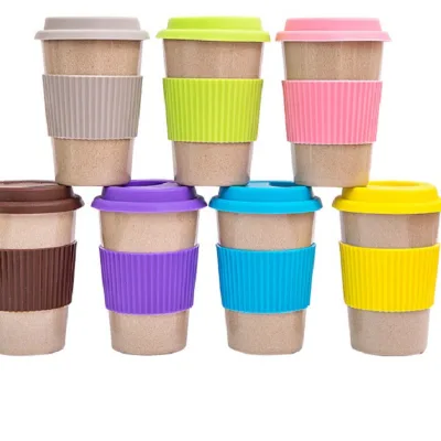 Natural Eco Friendly Rice Husk Mug Home Coffee Cup Wholesale Bamboo Fiber Melamine Take Away Travel Mug