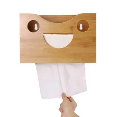 Bamboo Paper Towel Dispenser Wall Mount or Countertop for Multifold Hand Napkins Paper Towel Holder for Bathroom Kitchen Home