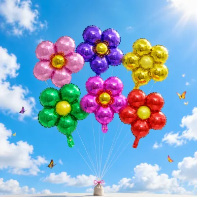 Wholesale Multi-color Daisy Foil Balloons Glossy Red pink Cute Flower Mylar Balloons Birthday Party Decoration