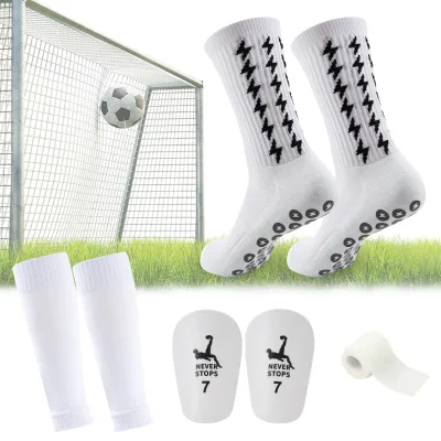 Anti-Slip Likeid SZ-1183 Sports Socks with Pull-Up Closure & Basic Protection Shin Guard for Adults Football & Other Sports